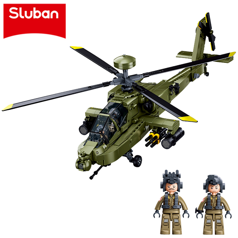 Lego Compatible Military Tank - Sluban M38‑B1536 โมเดลเฮลิคอปเตอร์ต่อสู้ต่อต้านรถถัง Boeing AH‑64D Apache